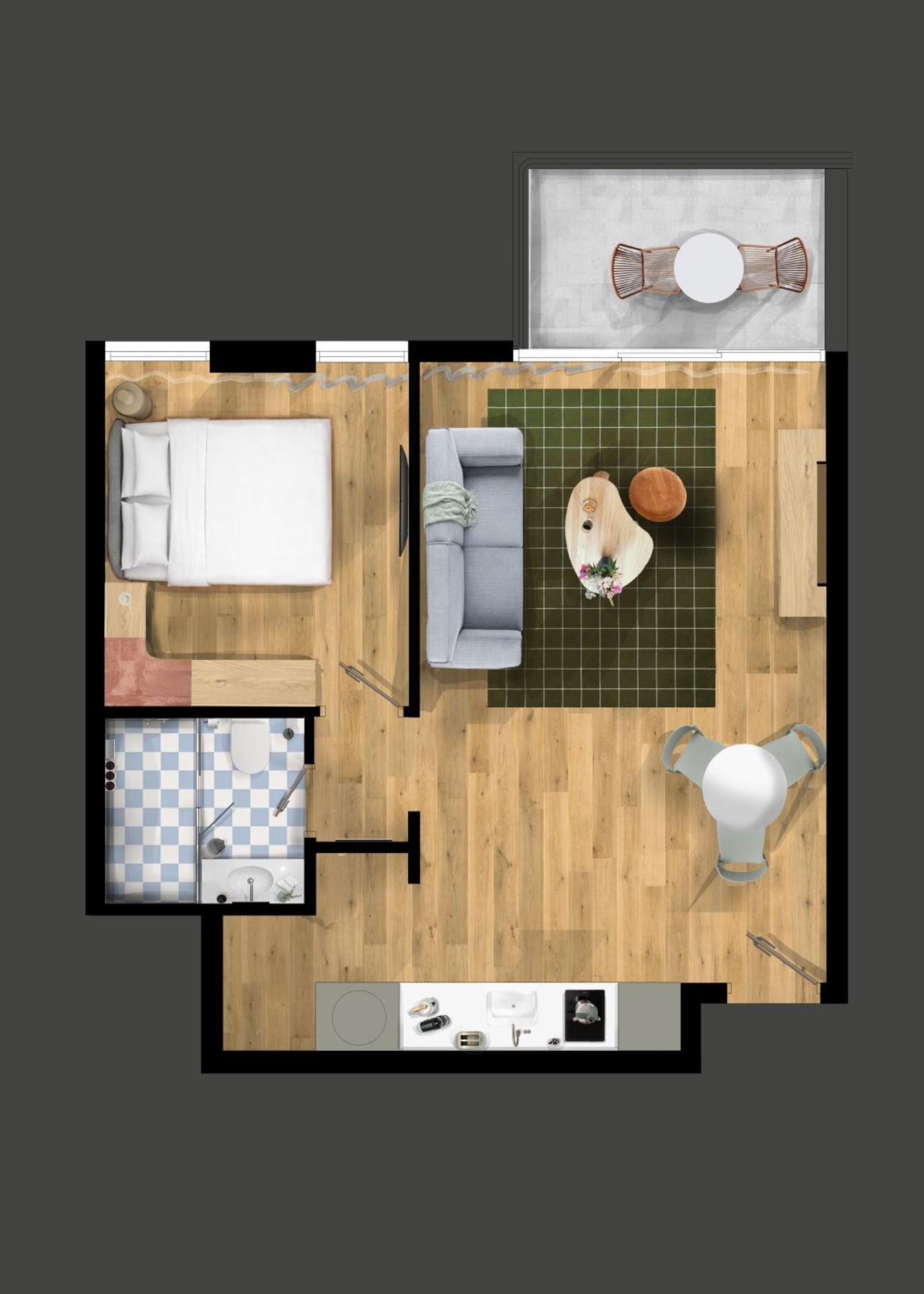 One-Bedroom Apartment Balcony