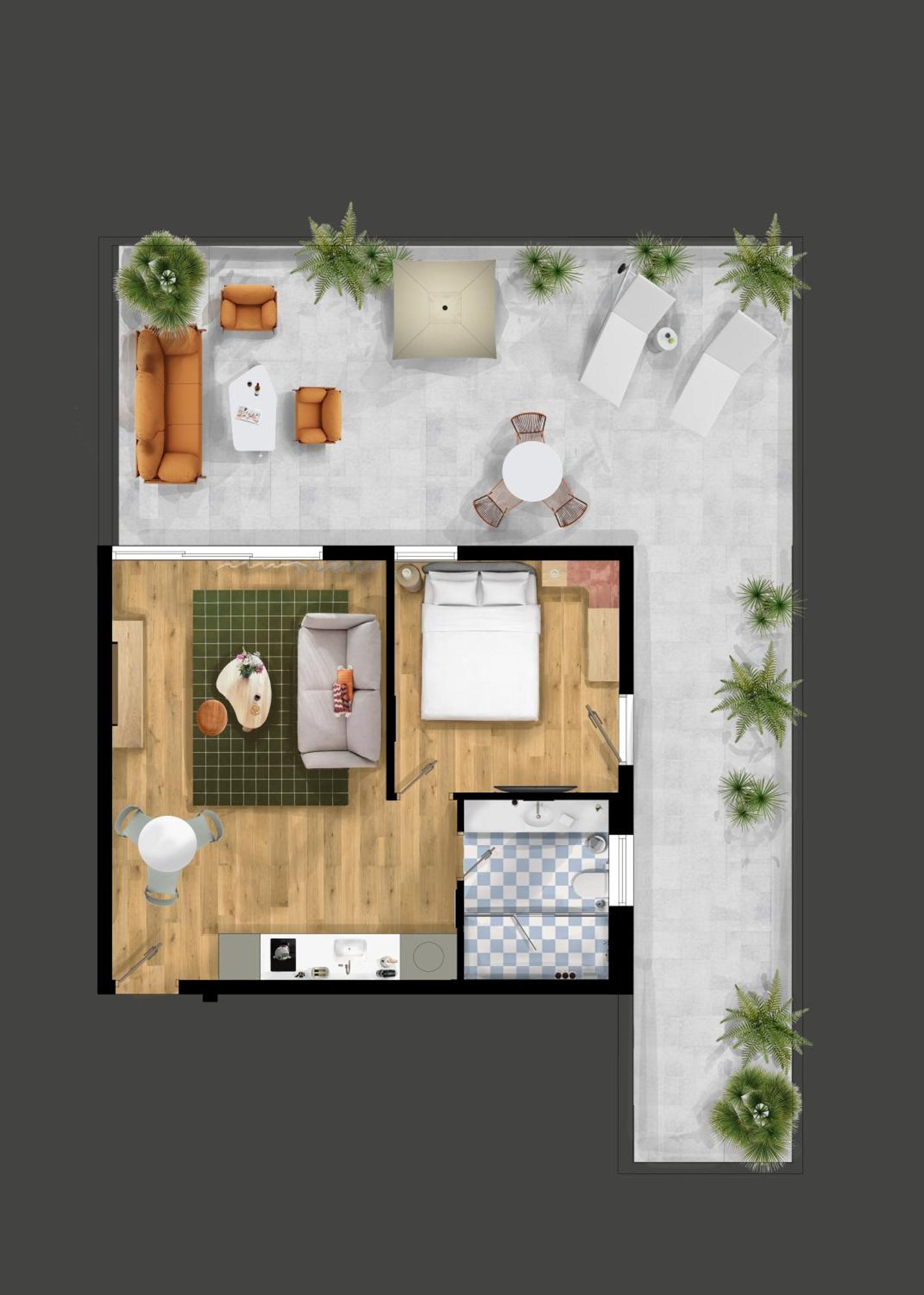 One-Bedroom Apartment Big Terrace Sofabed